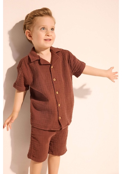 Defacto Müslin 2li Takım Erkek Bebek H3017a526smbn330 Kahve-bn330