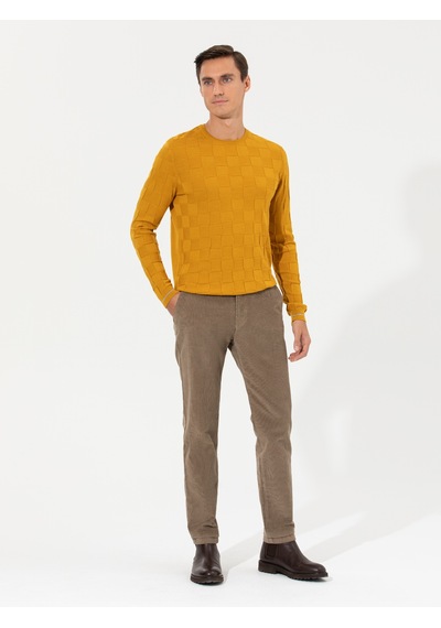 Cacharel Sarı Slim Fit Yün Karışımlı Bisiklet Yaka Triko Kazak