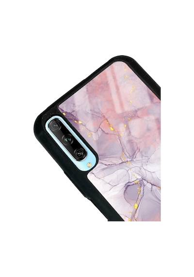 Huawei P Smart Pro Fuşya Mermer Tasarımlı Glossy Telefon Kılıfı Çok Renkli