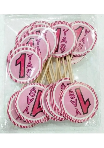 20 Li 1 Yaş Süsleme Kürdanı Cupcake - Muffin -kek Dekoratif Kürd +3