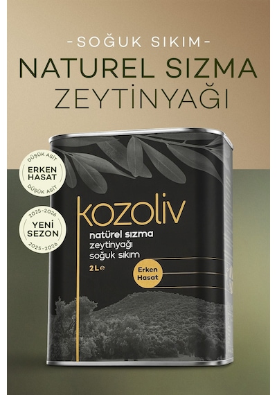 Kozoliv Erken Hasat Soğuk Sıkım Naturel Sızma Zeytinyağı Teneke 2 L