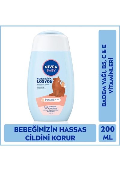Nivea Baby Bebek Nemlendirici Losyon 200 ML 24 Saat Etkili Bakım Ve Koruma, Hassas Cilt, Aloe Vera