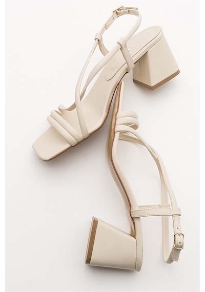 Luvishoes Daisy Bej Cilt Kadın Topuklu Ayakkabı Bej