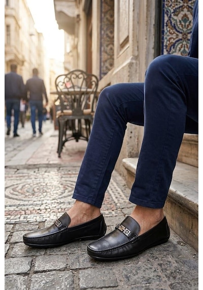 Pierre Cardin 90237 Rahat Esnek Hakiki Deri Erkek Loafer Ayakkabı Siyah