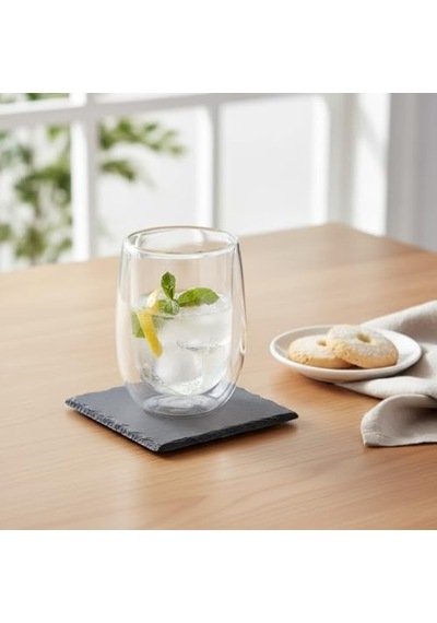 Çift Cidarlı Double Wall Cam Bardak - 350 Ml Isıya Dayanıklı Latte, Filtre Kahve Ve Meşrubat Bardağı - El Yakmayan Terlemeyen Modern Tasarım Aeropress