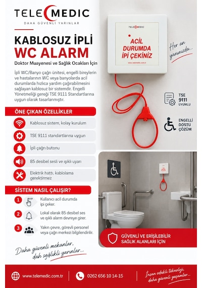 Lokal Engelli Ipli Wc Alarm Buton Doktor Muayene Sağlık Ocaklar