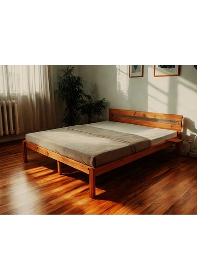 Masif Ahşap Trend Karyola Ceviz Renk + 2 Adet Simple Yatak Kenarı Rafı Hediyeli 180x200 Masif Ahşap Trend Karyola Ceviz Renk + 2 Adet Simple Yatak Kenarı Rafı Hediyeli 180x200