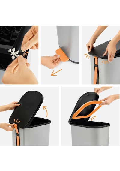Ribo Pedallı Softclose Çöp Kutusu 35l - Grafit