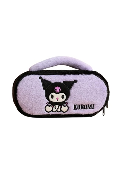 Kuromi Peluş Kalem Kutusu Üstten Tutmalı Geniş Kapasiteli Makyaj Çantası Mor Mor