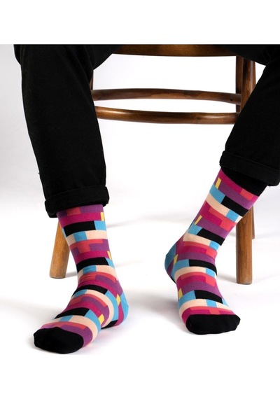 Ozzy Socks Box Desenli Çorap Pembe