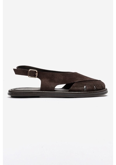 Luvishoes Belas Kahverengi Süet Hakiki Deri Kadın Sandalet