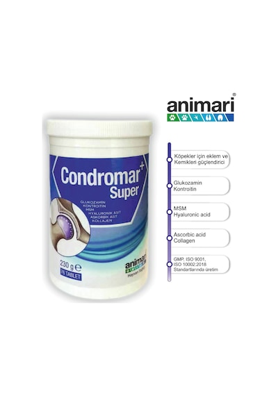 Animari Condromar Super 76 Tablet Köpekler İçin Glukozamin 230 G