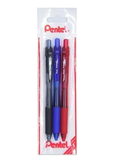 Energel 0.5 Mm Likit Roller Kalem Siyah/mavi/kırmızı 3'lü Set 124-Pembe