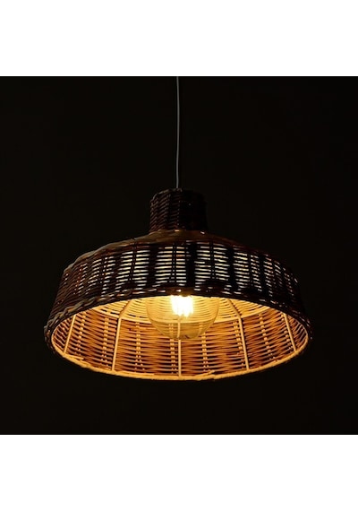 Bambu & Rattan Salon Yatak Odası, Mutfak Konik Dekoratif Sarkıt Avize, Aydınlatma 2li Set 35x35cm-9087424041810