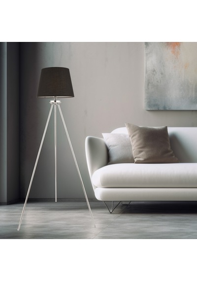 Epona Siyah Şapkalı Krom Modern Dekoratif Salon Lambader