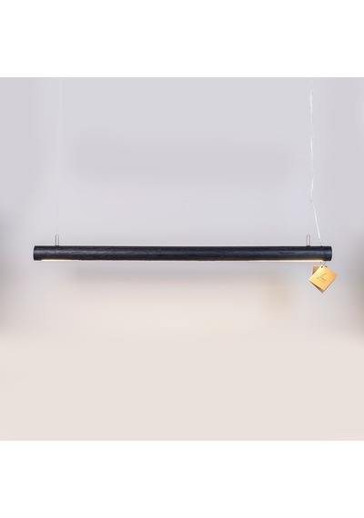 Silindir Siyah Modern Ahşap Aydınlatma - Minimal Led Sarkıt Avize Siyah