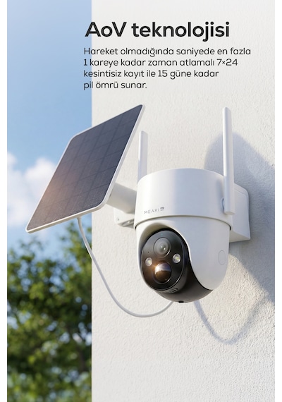V1 Dış Mekan 4g Ptz Dahili Solar Şarjlı Akıllı Güvenlik Kamerası 2k, 3mp, Aov, 10400mah, Gece Görü
