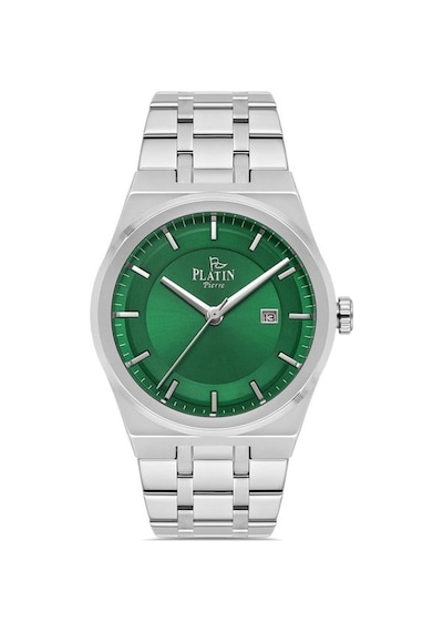 Platin Pierre Sa- Pl-1295ga - A10 Takvimli Çelik Kordonlu Erkek Kol Saati Gümüş