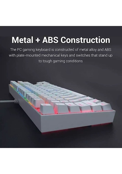 Trol Red Switch Mini Rgb Oyun Klavyesi Gaming Mekanik 62 Tuşlu 18 Led Usb Type-c Kablosu Beyaz Lcd