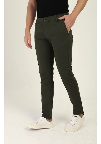Tom Free Store Erkek Likralı Esnek Kumaş Pamuklu Yumuşak Dokulu Chino Pantolon Haki