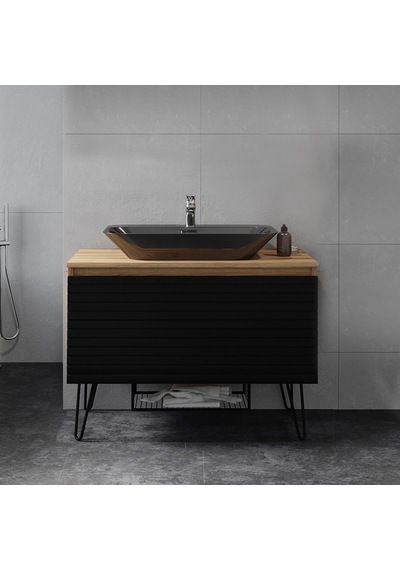 Denko Taylan 100 Cm Mdf Siyah Banyo Dolabı Takımı Siyah Denko Taylan 100 Cm Mdf Siyah Banyo Dolabı Takımı Siyah