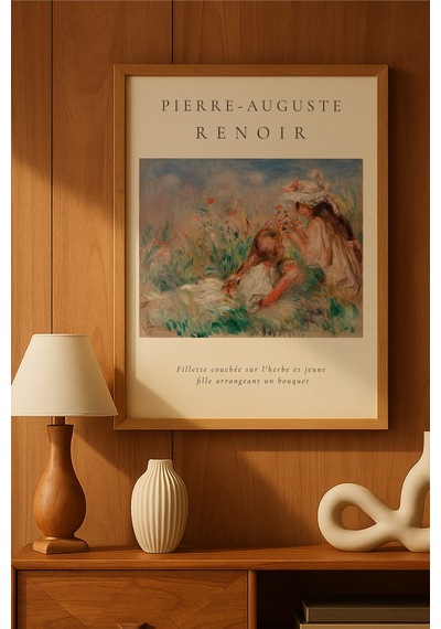 Pierre Auguste Doğal Ahşap Çerçeveli Poster, Dekoratif Sanatsal Duvar Tablosu