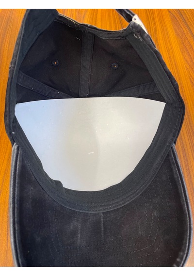 Hamze Kaplan Nakışlı Vintage Eskitme Yıkamalı Gabardin Cap Şapka Siyah