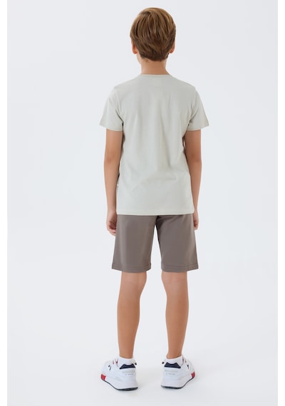 U.s. Polo Assn. 2429 %100 Pamuk Cepli Erkek Çocuk Şort Pijama Takım Bej
