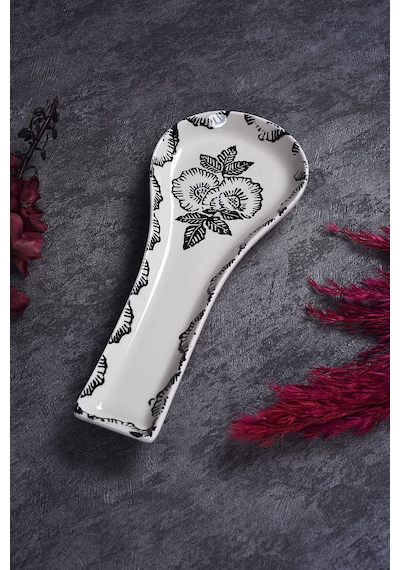 Piatti Naturali Seramik Black Rose Kirli Kaşıklık Tezgah Üstü Kepçe Kaşık Altlığı