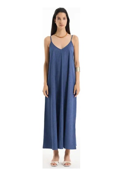 Quzu 25yelb00568 İndigo Elbise Indigo