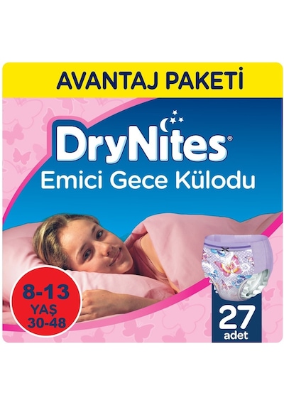 Drynites Emici Gece Külodu/külot Bez Kız 8-13 Yaş 30-48kg 27adet L
