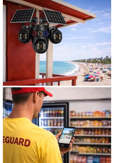 Esvision 7020 4 Lensli 4G Çift Solar Panel 16x Zoom Dual Batarya Hieasy Aov Sürekli Kayıt Gece Görüş Çift Yönlü Ses Akıllı Kamera