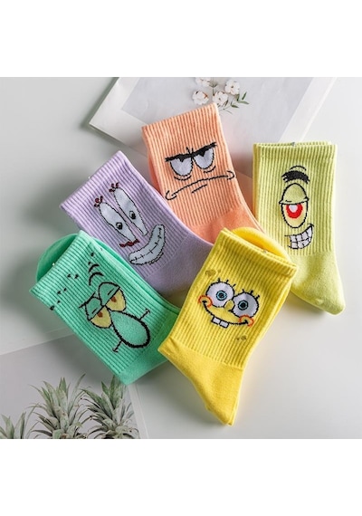 Bgk Unisex Desenli Kolej Çorap 5'li Extra Rahat Çok Renkli