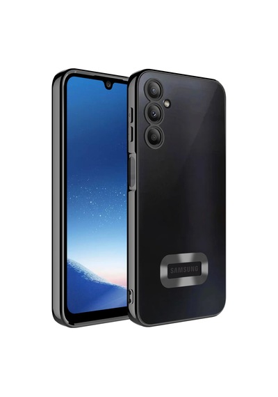 Galaxy A24 Kılıf Kamera Korumalı Logo Gösteren Zore Omega Kapak Siyah