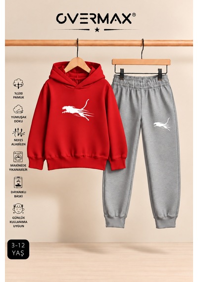 Overmax Çita Baskılı Çocuk Kapüşonlu Sweatshirt Eşofman Takımı- 3-12 Yaş Kırmızı - Gri - 934280003 Kırmızı - Gri Overmax Çita Baskılı Çocuk Kapüşonlu Sweatshirt Eşofman Takımı- 3-12 Yaş Kırmızı - Gri - 934280003 Kırmızı - Gri
