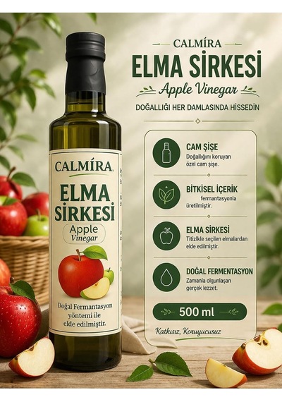 Elma Sirkesi 500 Ml - Doğal Fermantasyon Apple Cider Vinegar - Dinlendirilmiş İçimlik