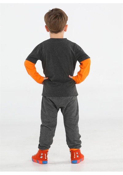 Casabony Yes No Antrasit Baggy Pantolon + T-shirt Takım-antrasit Antrasit