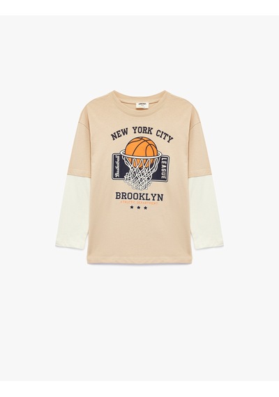 Koton Pamuklu Kontrast Reglan Kollu Bisiklet Yaka Uzun Kollu Baskılı Tişört Bej 7wkb10399tk Ekru Koton Pamuklu Kontrast Reglan Kollu Bisiklet Yaka Uzun Kollu Baskılı Tişört Bej 7wkb10399tk Ekru