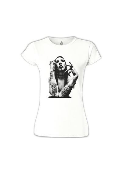 Marilyn Manson Beyaz Kadın Tshirt 001