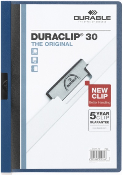 Durable 2200 Duraclip 30 25 Sayfa Kapasiteli Sıkıştırmalı Dosya Lacivert Renk Lacivert