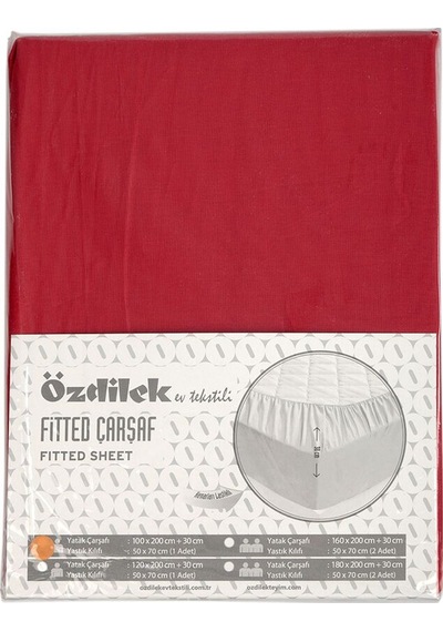 Özdilek Çarşaf Lastikli Yastık Kılıflı Ranforce 100 200 Kırmızı Trendy