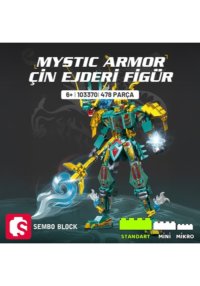Sembo Block Mystic Armor Çin Ejderi Figür Yapı Bloğu Seti 478 Parça