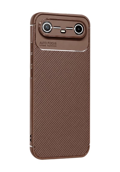 Tecno Spark Slim 5g Auto Focus Karbon Kapak - Kahverengi Standart