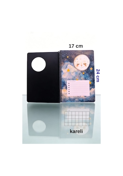 Orta Boy Plastik Kapak Kareli Defter 80 Yaprak 17x24 Cm