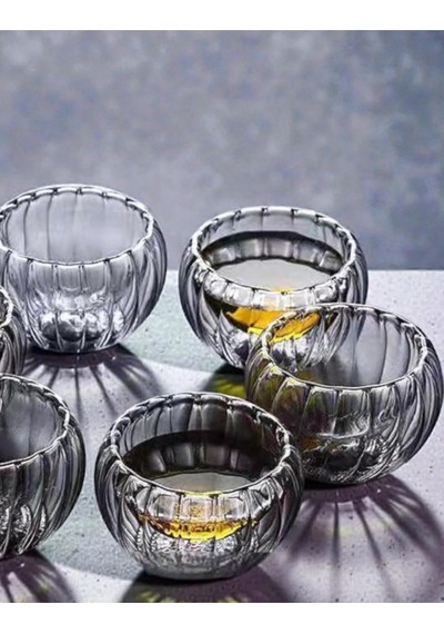 6'lı Çift Cidarlı Cam Sosluk Reçellik Drajelik Lokumluk Mini Kase 6.1 X 4 Cm Çok Renkli