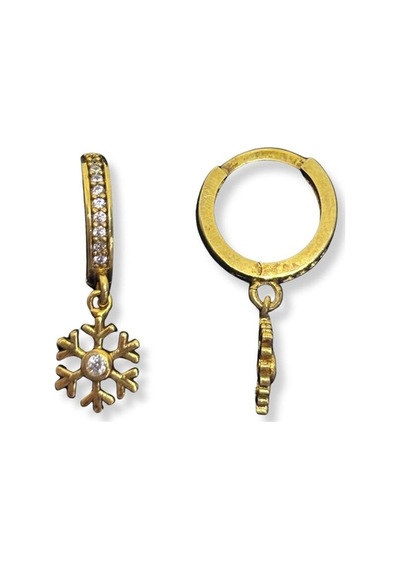 Oya Silver Minimal Taşlı Sallantılı Kar Tanesi Gümüş Halka Küpe 1.2x1.2 Cm