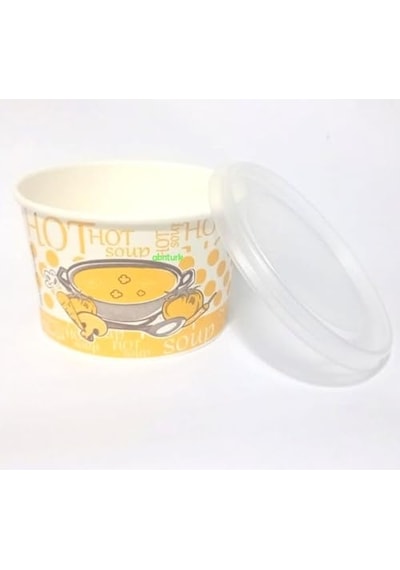 50 Adet Sızdırmaz Kapaklı Derin Tabak Kağıt-karton Çorba Kâsesi 16oz Isı Korumalı Şeffaf Kapaklı Tas 15x9
