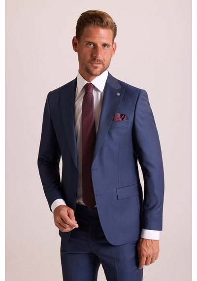 Ysf Erkek Petrol Slim Fit Sivri Yaka Takım Elbise Petrol