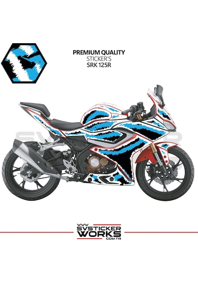 Rks Srk 125r - 250rs Kaplama Sticker Air Brush Motor Kaplama Modeli Hazır Kit Tüm Yıllar Uyumlu Mavi