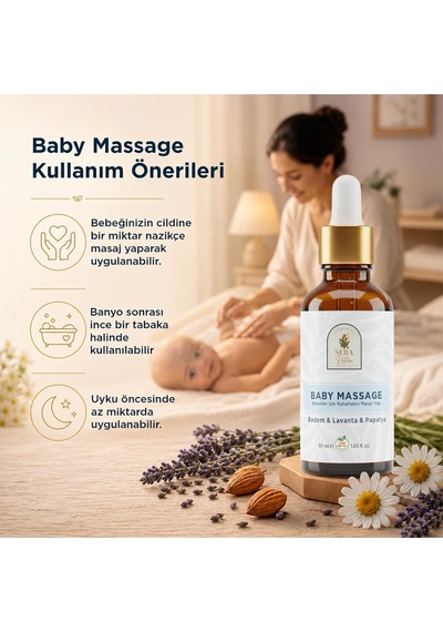 Baby Massage Bebek Masaj Yağı Doğal Badem, Papatya Ve Lavanta Yağı Rahatlatıcı, Nemlendirici Ve Yatışt